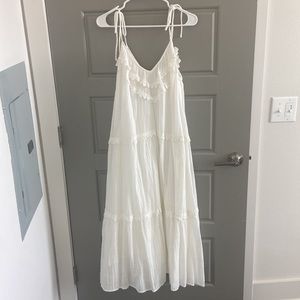 Zara white midi dress with ruffles 5107/109 XS
